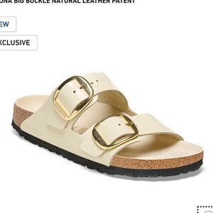 NWT Birkenstock Arizona Big Buckle. Natural Leather Patent size 41 size 10